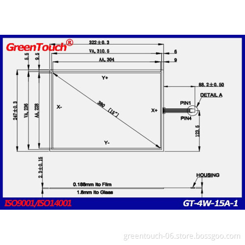 High Quality 4 Wire Resistive Touch Screen Low Price 15 Inch Touch Screen Manufacturer